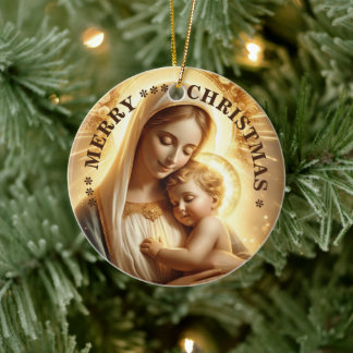God Jul | Jungfru Maria | Keramikprydnad Julgransprydnad Keramik