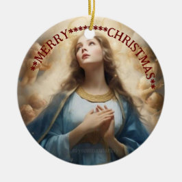 God Jul | Jungfru Maria | Keramikprydnad Julgransprydnad Keramik