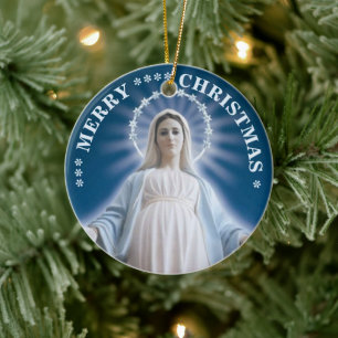 God Jul Jungfru Maria Keramikprydnad Julgransprydnad Keramik