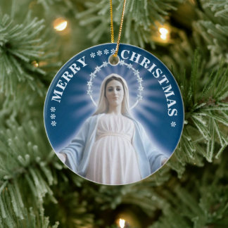 God Jul | Jungfru Maria | Keramikprydnad Julgransprydnad Keramik