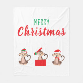 God jul Jungle Monkey Elf Santa Hat Fleecefilt