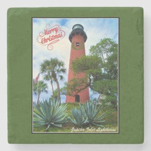 God jul Jupiter Inlet Lighthouse Florida Stenunderlägg