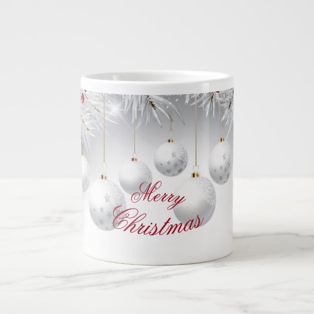 God jul kaffe mugg med grått-sfärer jumbo mugg (Framsidan)