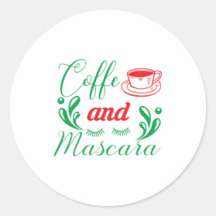 God jul kaffe och Mascara Runt Klistermärke