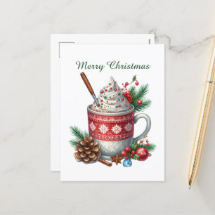 God jul kaffe snögubbe helg vykort