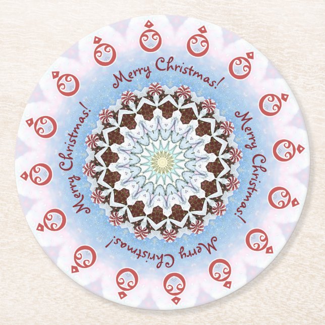 God jul Kaleidoscope Underlägg Papper Rund (Framsidan)