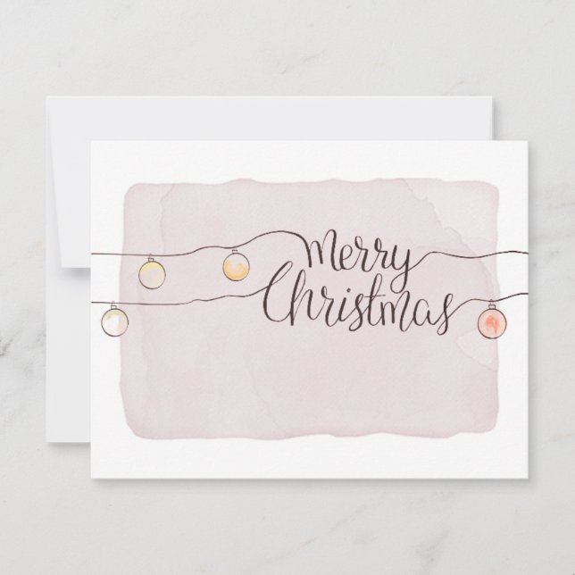 God Jul Kalligrafi Skript Strängljus Julkort (Framsida)
