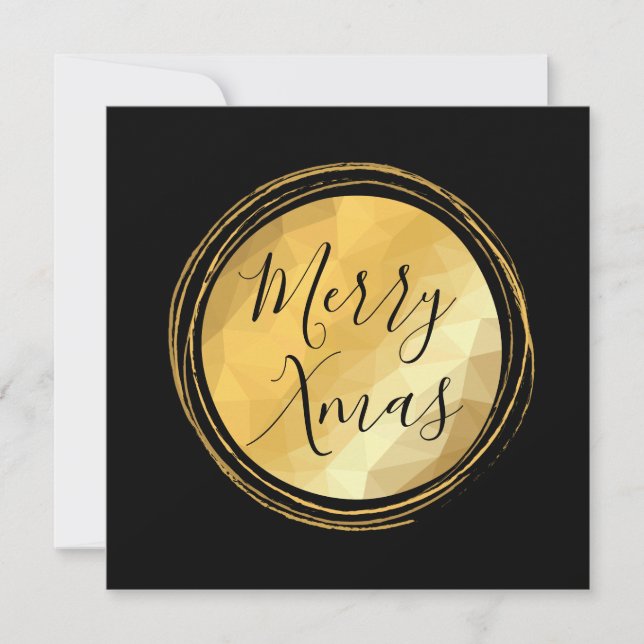 God jul-kalligrafi svart och guld-ljus chic kort (Framsida)
