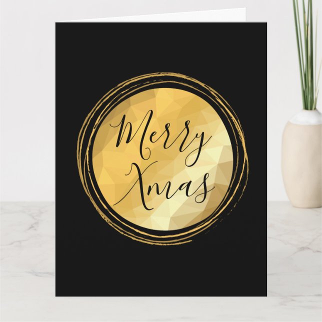God jul-kalligrafi svart och guld-ljus chic kort (Framsida)