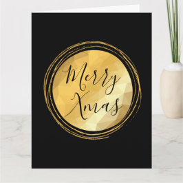 God jul-kalligrafi svart och guld-ljus chic kort