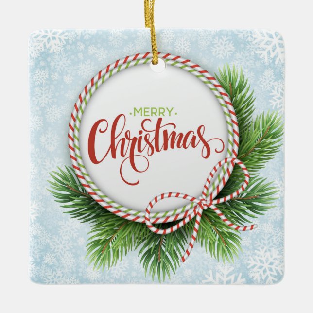 God jul Kand och Snöflingor Julgransprydnad Keramik (Framsida)