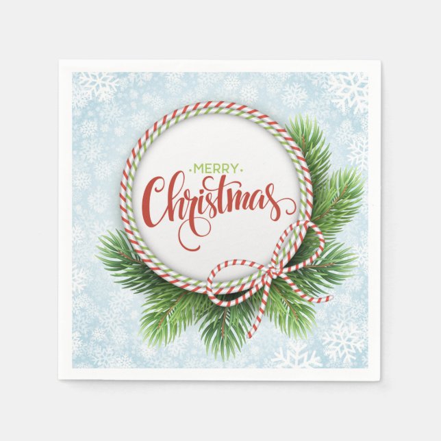 God jul Kand och Snöflingor Pappersservett (Framsidan)