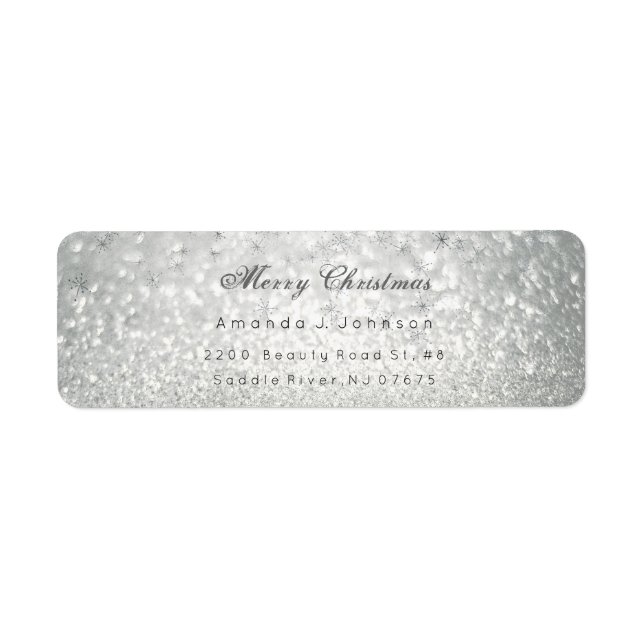 God jul känslig Silver Stars Snö Grått Returadress Etikett (Framsidan)