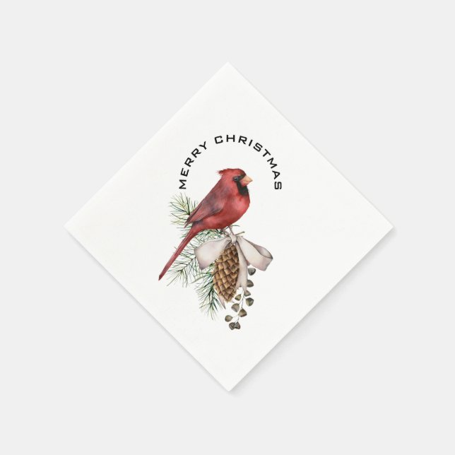 God jul kardinal & Gräs Cone Julapr Pappersservett (Hörn)