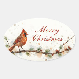 God Jul Kardinal Oval dekal Ovalt Klistermärke