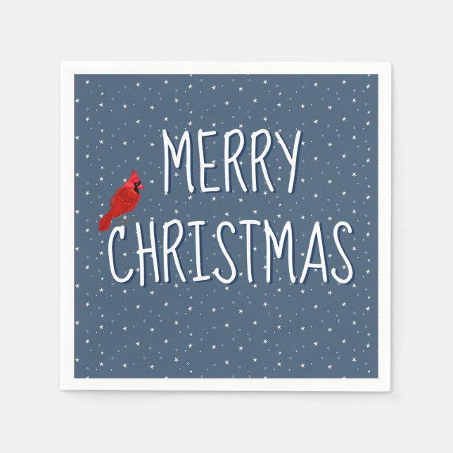 God jul kardinal på stjärnor pappersservett (Framsidan)