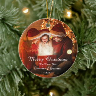 god jul Kärlek Grandma Grandpa Photo Julgransprydnad Keramik