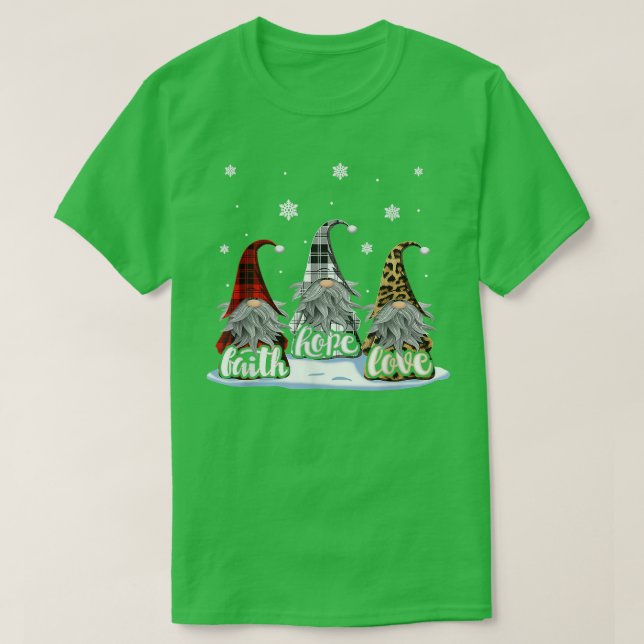 God jul, Kärlek Hope Gnome Snö Funny Julafton Cu T Shirt (Design framsida)