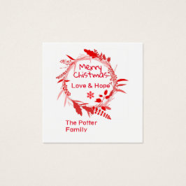 God jul Kärlek & Hope-kort Fyrkantigt Visitkort