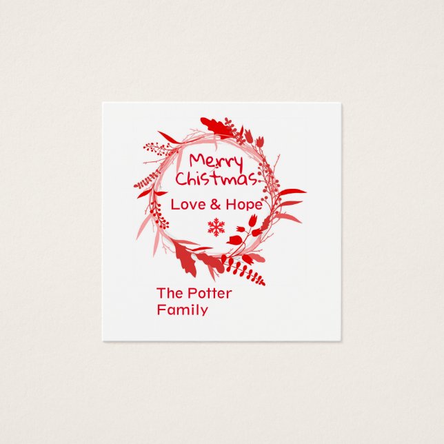 God jul Kärlek & Hope-kort Fyrkantigt Visitkort (Framsida)
