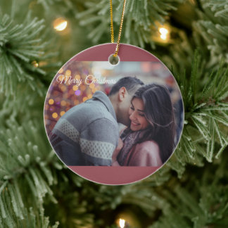 God Jul Kärlek Romantiskt Par Foto Julgransprydnad Keramik