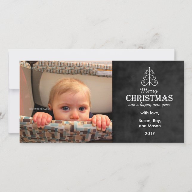 God jul-kartong med träd-fotokort julkort (Framsida)