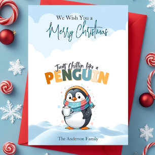 God jul kartoonish Chillin Som Penguin Helgkort