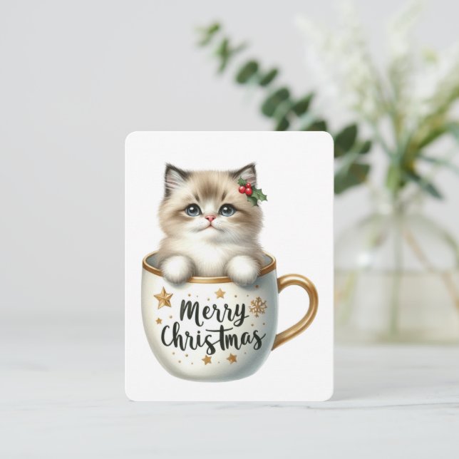 God jul Katt A Mugg - jul Julkort (Stående Fram)