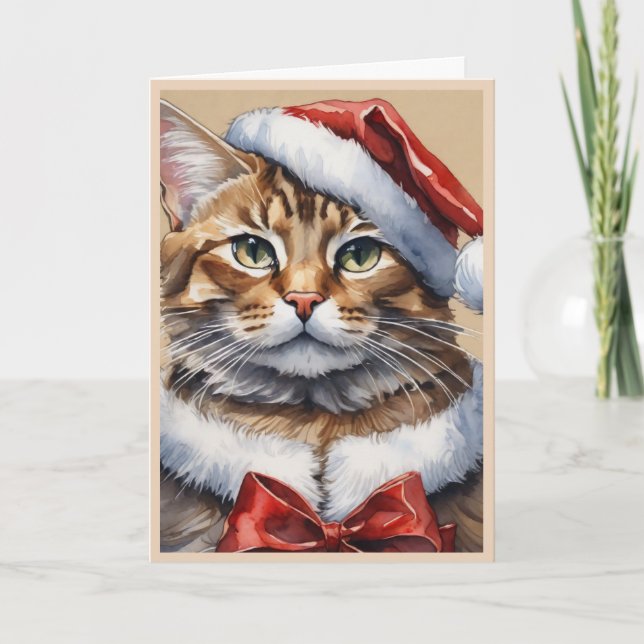 God Jul Katt Falt Julkort Helgkort (Framsida)