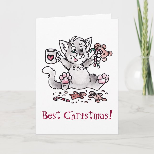 God jul! Katt Helgkort (Framsida)