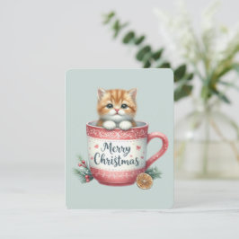 God Jul Katt I En Mugg - Jul Julkort