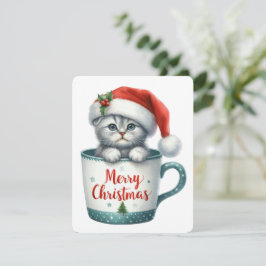 God Jul Katt I En Mugg - Jul Julkort