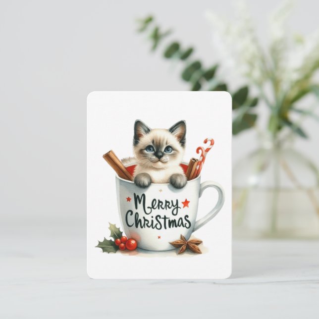 God Jul Katt I En Mugg - Jul Julkort (Stående Fram)