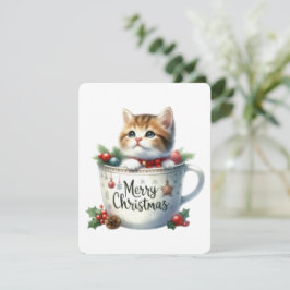 God Jul Katt I En Mugg - Jul Julkort