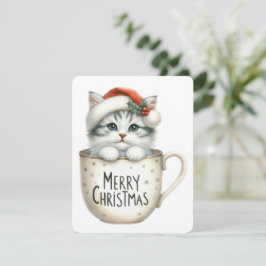 God Jul Katt I En Mugg - Jul Julkort