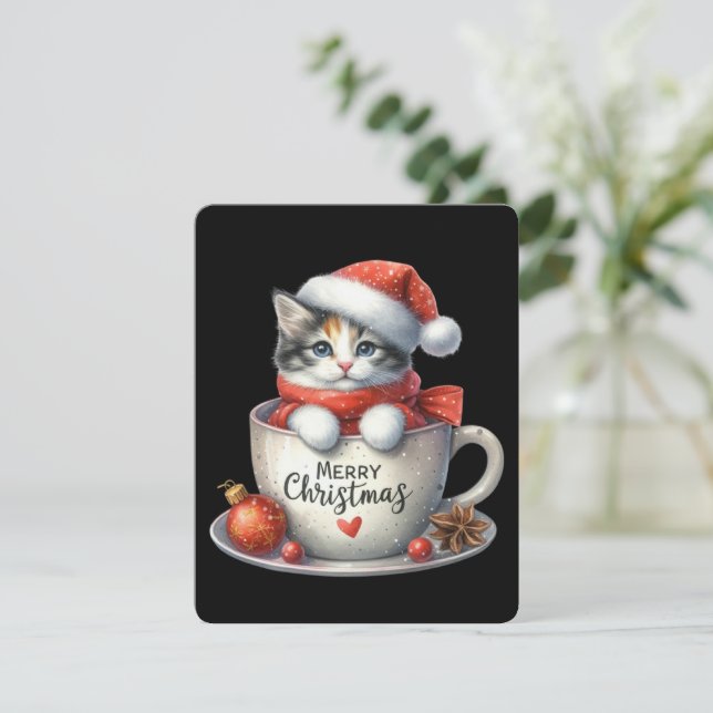 God Jul Katt I En Mugg - Jul Julkort (Stående Fram)