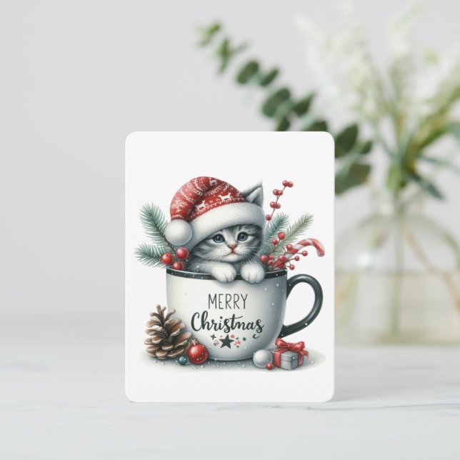 God Jul Katt I En Mugg - Jul Julkort (Stående Fram)