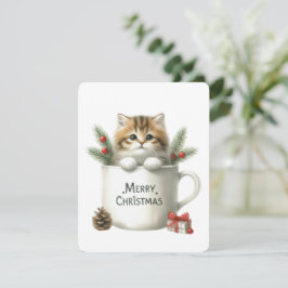 God Jul Katt I En Mugg - Jul Julkort