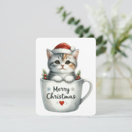 God Jul Katt I En Mugg - Jul Julkort