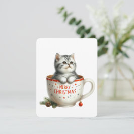 God Jul Katt I En Mugg - Jul Julkort