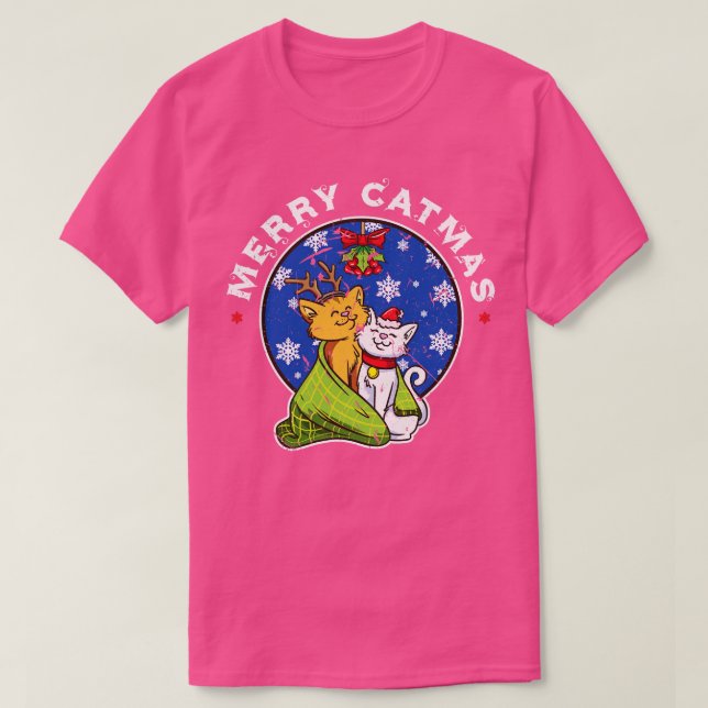 God Jul Katt Jul söta katter par Jul T Shirt (Design framsida)
