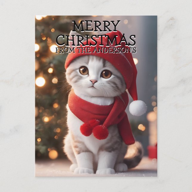 God Jul Katt Katt Personlig Helg Vykort (Framsida)