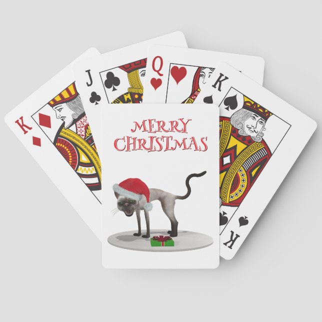 God jul. Katt med tomtehatt Casinokort (Baksidan)