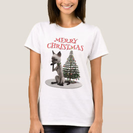 God jul. Katt med träd T Shirt