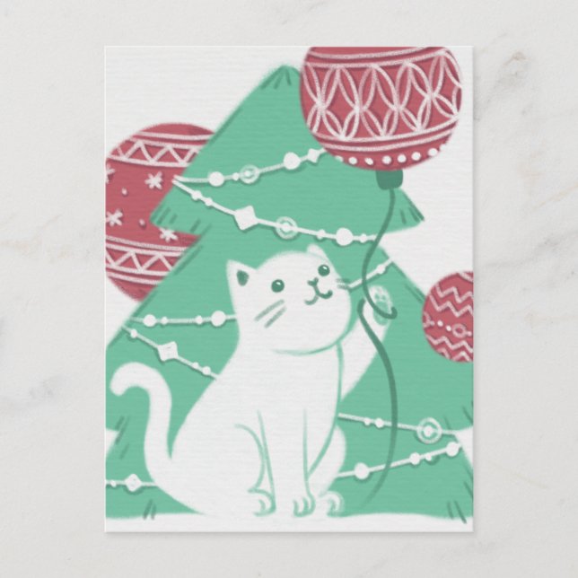 God jul: Katt och prydnadsföremål Vykort (Framsida)
