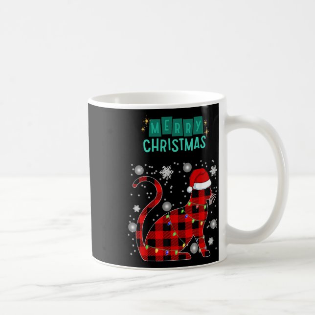 God Jul Katt Plaid Grafisk För Kattälskare  Kaffemugg (Höger)