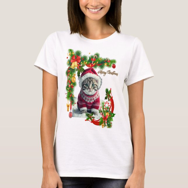 God jul katt t shirt (Framsida)