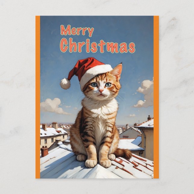god jul katt vykort (Framsida)