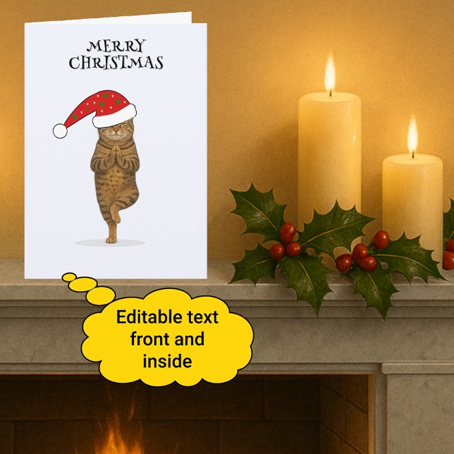 God jul katt yoga  helgkort (Skapare uppladdad)