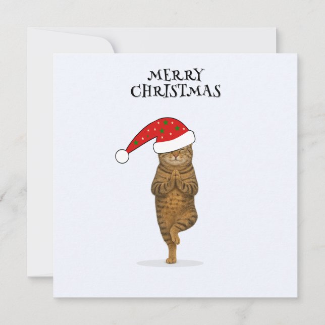 God jul katt yoga  julkort (Framsida)